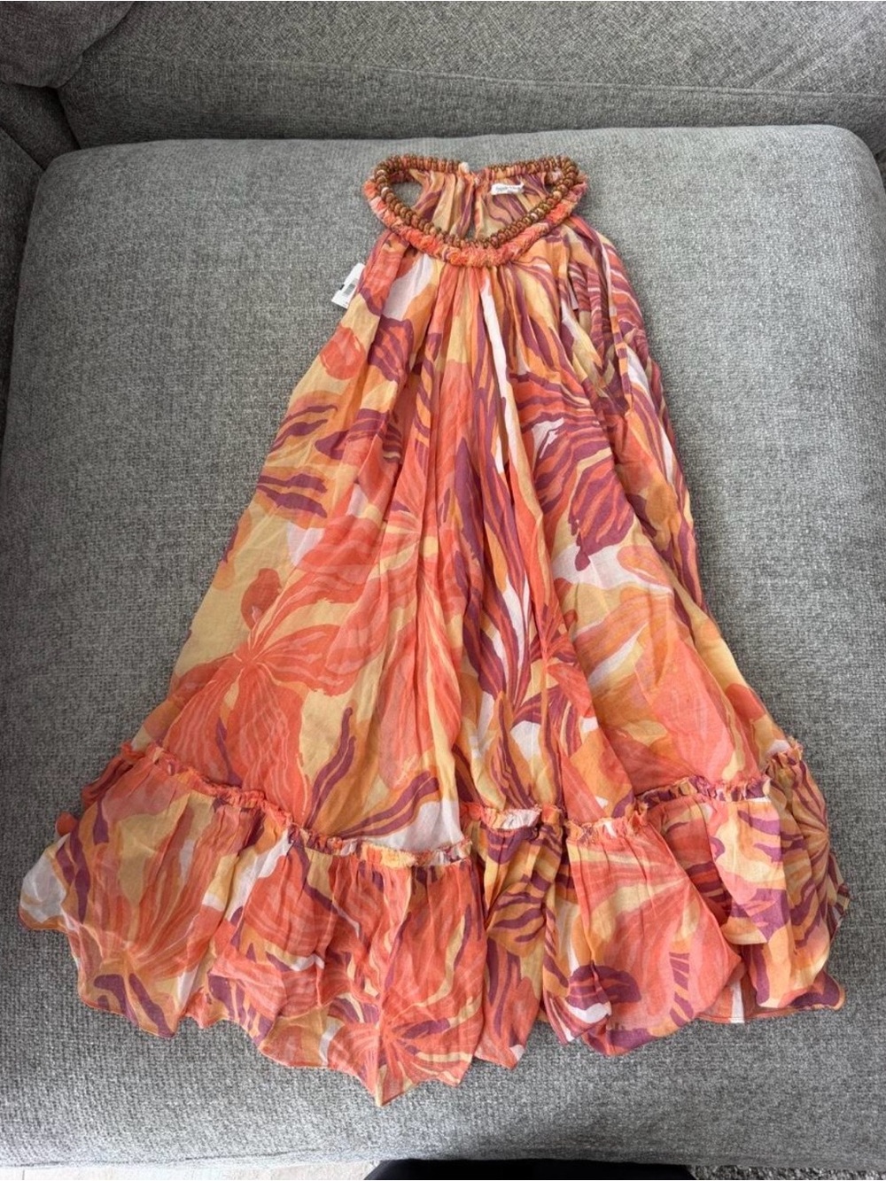 Poupette St Barth Flowy Floral Orange Mini Dress